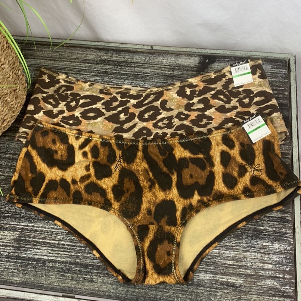 Baby Phat Set of 2 Brown Animal Print Boyshorts NEW L